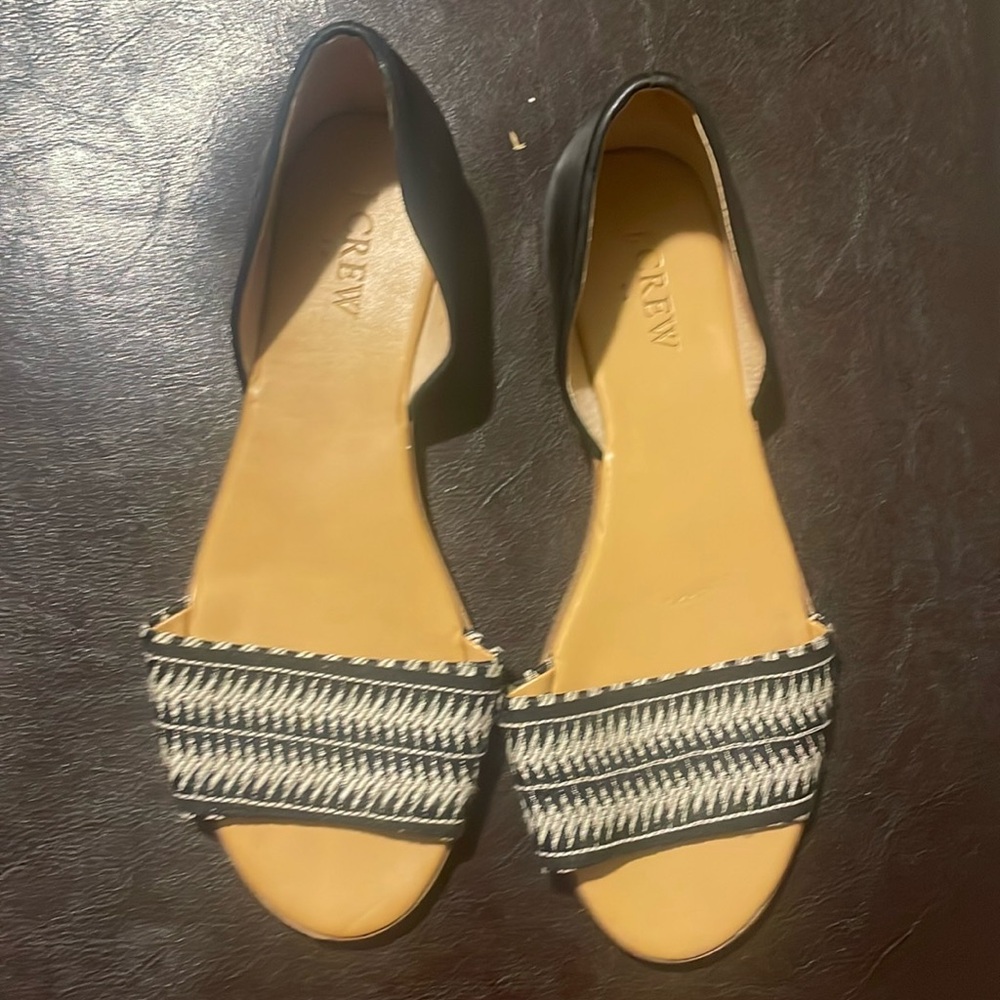 J crew black and white sandals